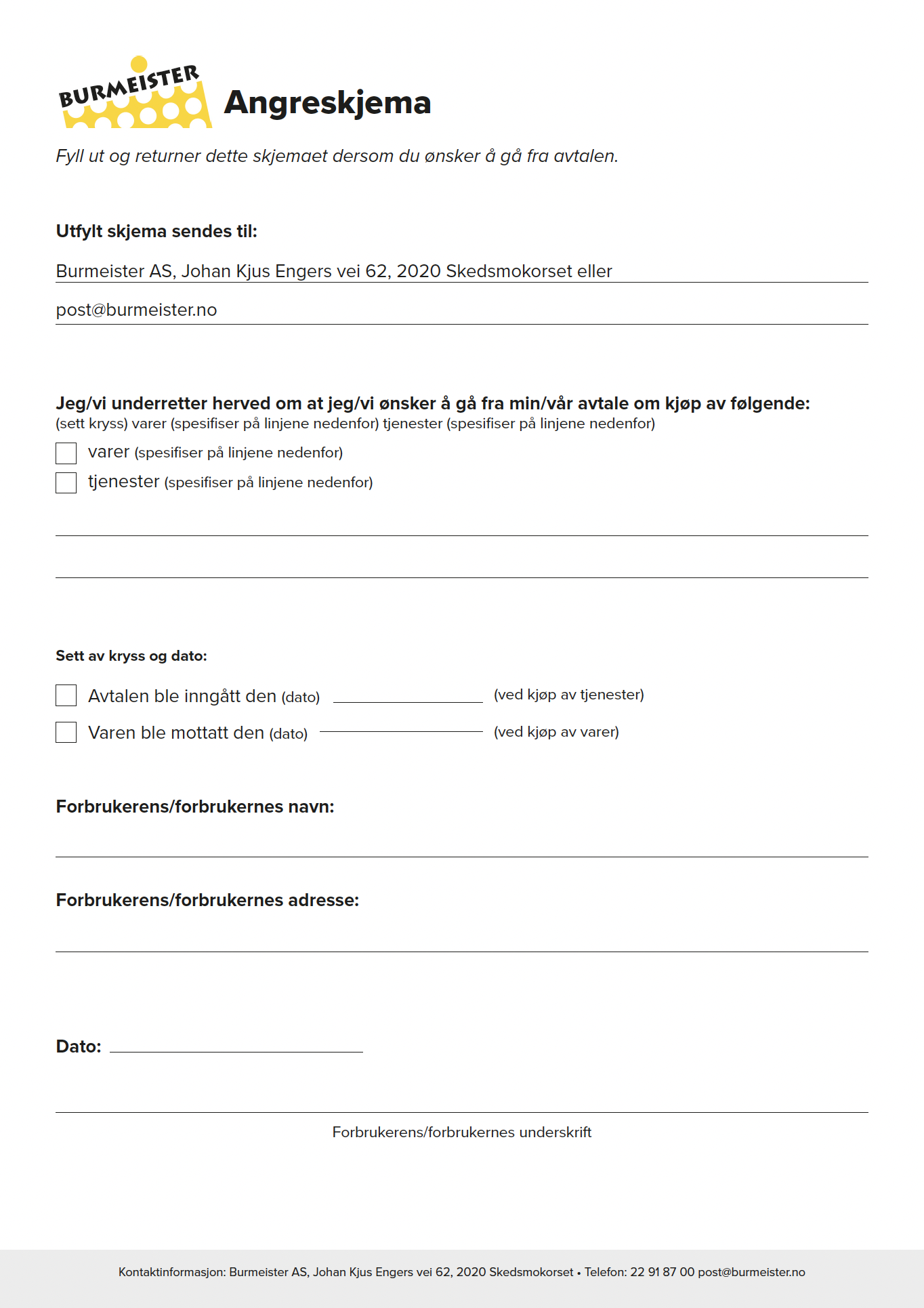 Angreskjema Burmeister