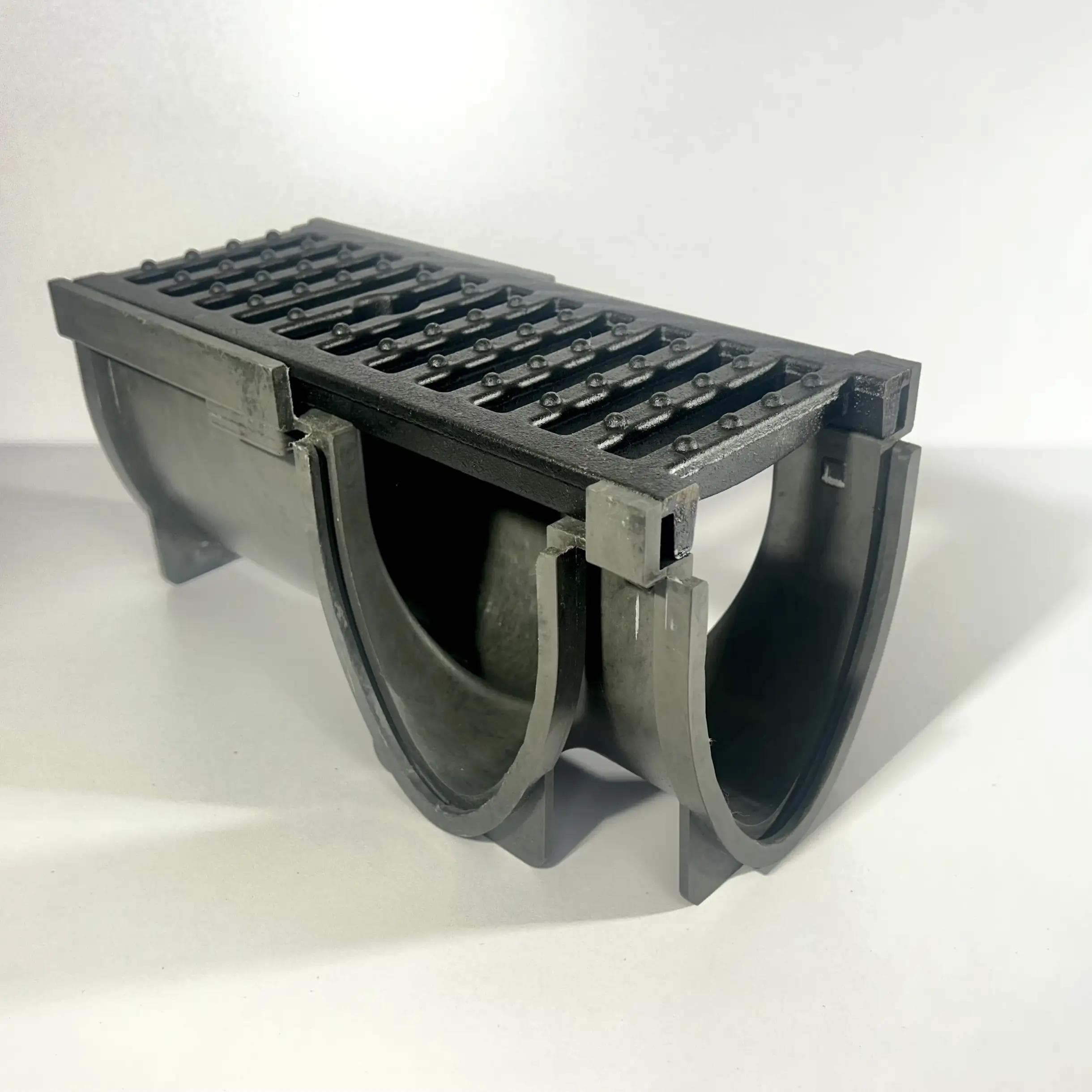 100V-Line - hjørneløsning med støpejern, D400. Koksgrå