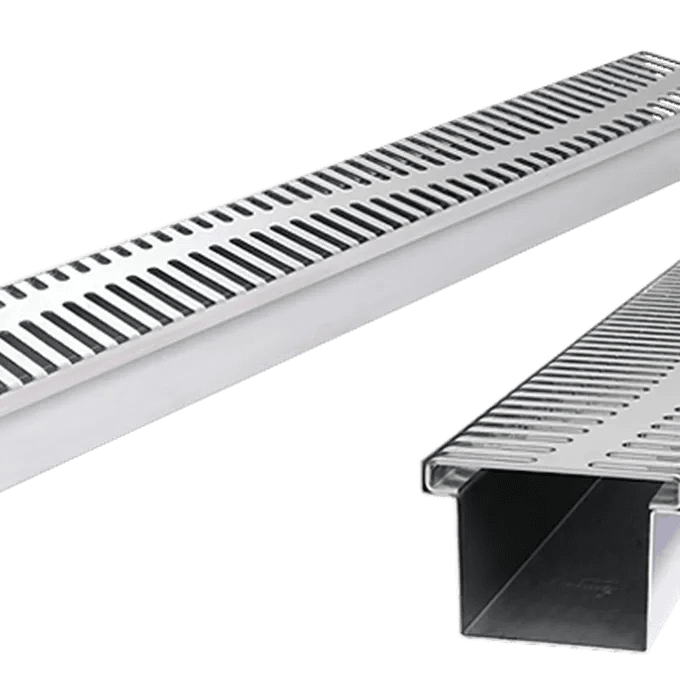 ERS -STABILE- Dreneringsrenne med Rivo design rist. 14 cm x 6 cm x 100 cm.