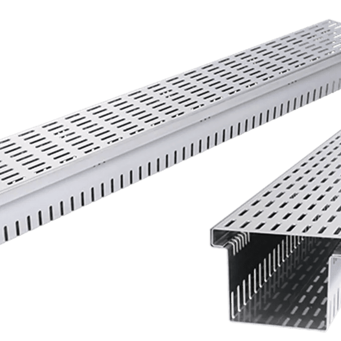 DRS -STABILE- Dreneringsrenne med 30x5 smal splisseperforering. 14 cm x 6 cm x 100 cm.