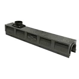 ERPF GG med nedløp og Prisma støpejernsrist. 15,5 cm x 15 cm x 100 cm. Poly Fortis